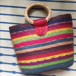 Rainbow wicker bag